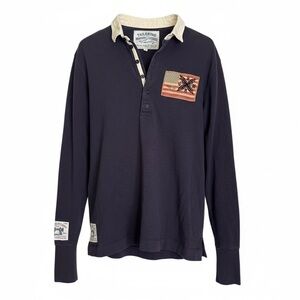 Johnson Motors long sleeve patched polo shirt y2k vintage Americana revival